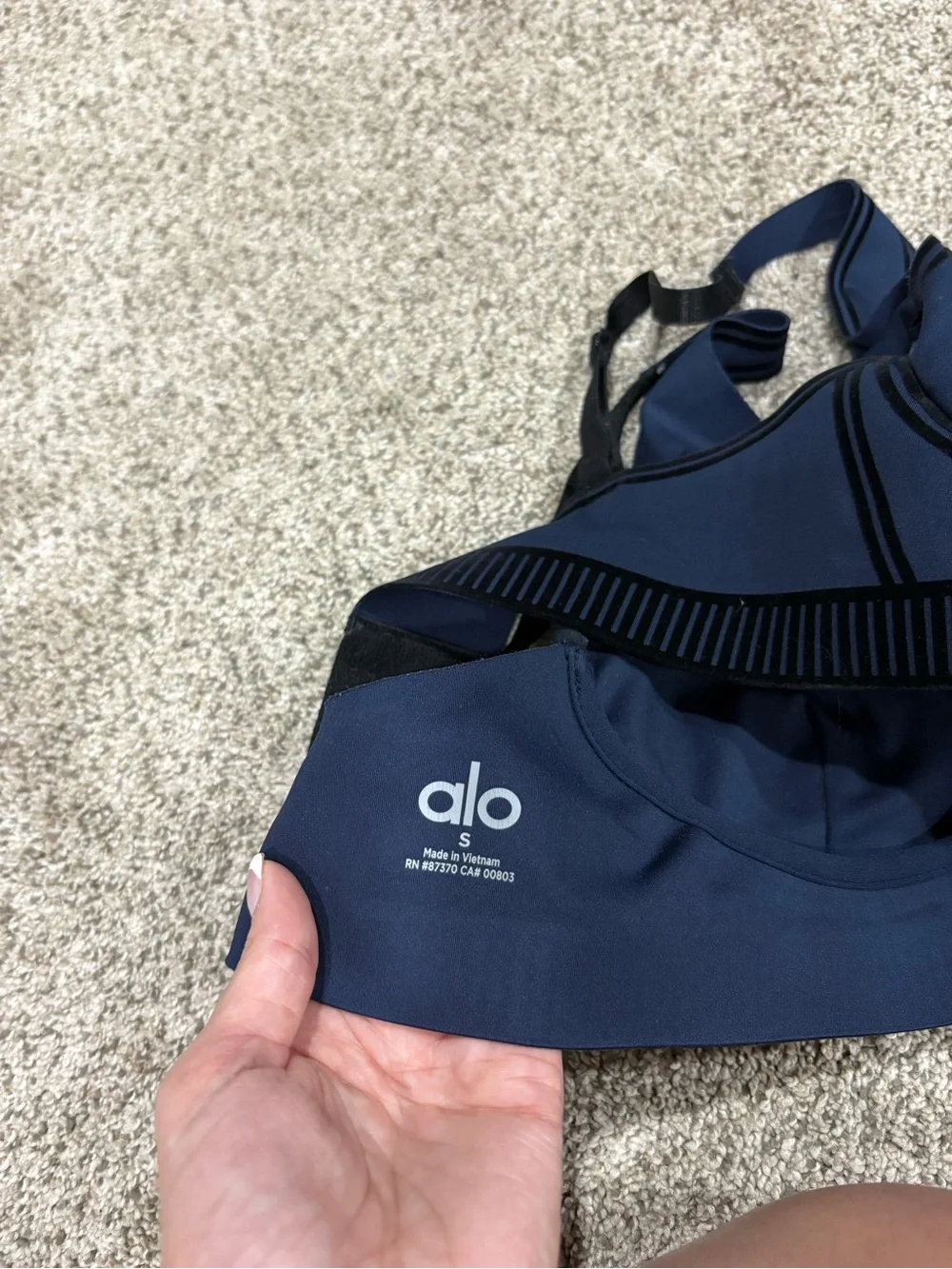 ALO Yoga Navy Rib-Band Bralette and Leggings Set
